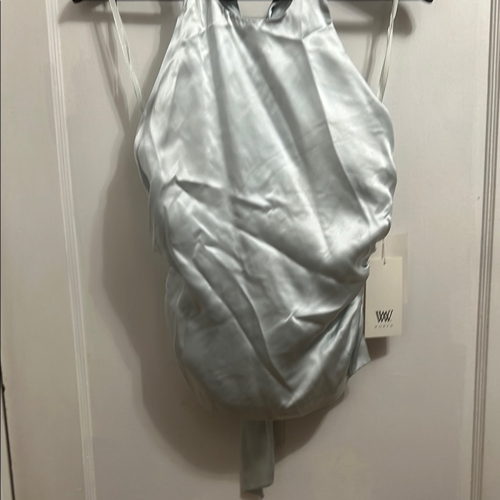 Worth Light Blue Satin Blouse